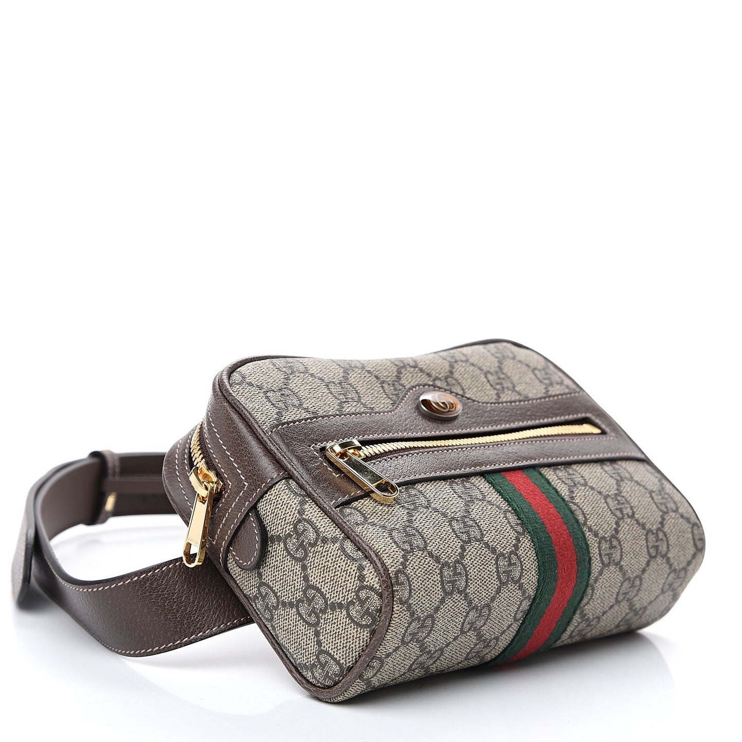 GG Supreme Monogram Web Small Ophidia Belt Bag 95 38 Dark Brown