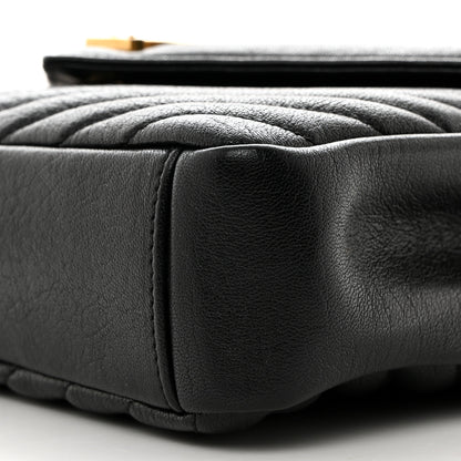 Saint Laurent Sheepskin Matelasse Chevron Monogram Medium College Bag Black 10 of 10
