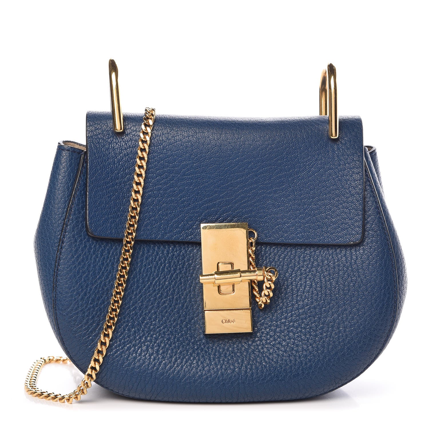 Chloe Grained Lambskin Mini Drew Shoulder Bag Factory Blue 1 of 9