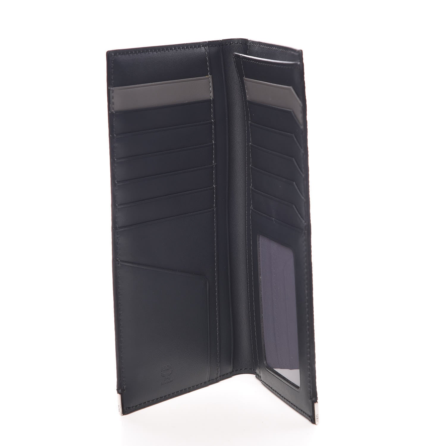 MCM Calfskin Bifold Long Wallet Phantom Gray 5 of 9
