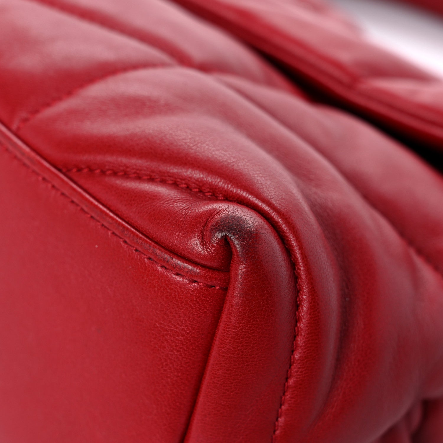 Saint Laurent Lambskin Quilted Small Loulou Puffer Monogram Chain Satchel Red 11 of 19