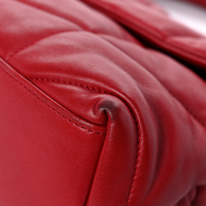 Saint Laurent Lambskin Quilted Small Loulou Puffer Monogram Chain Satchel Red 11 of 19