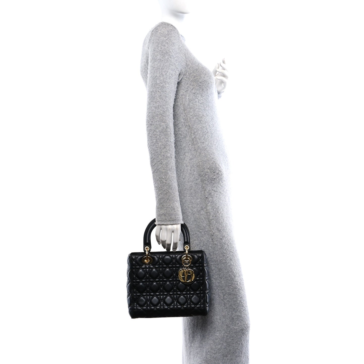 Lambskin Cannage Medium Lady Dior Black