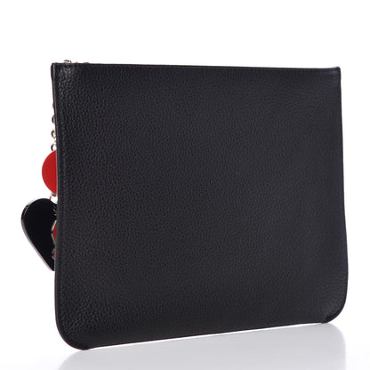 Christian Louboutin Calfskin Loubicute Charms Clutch Black 3 of 8