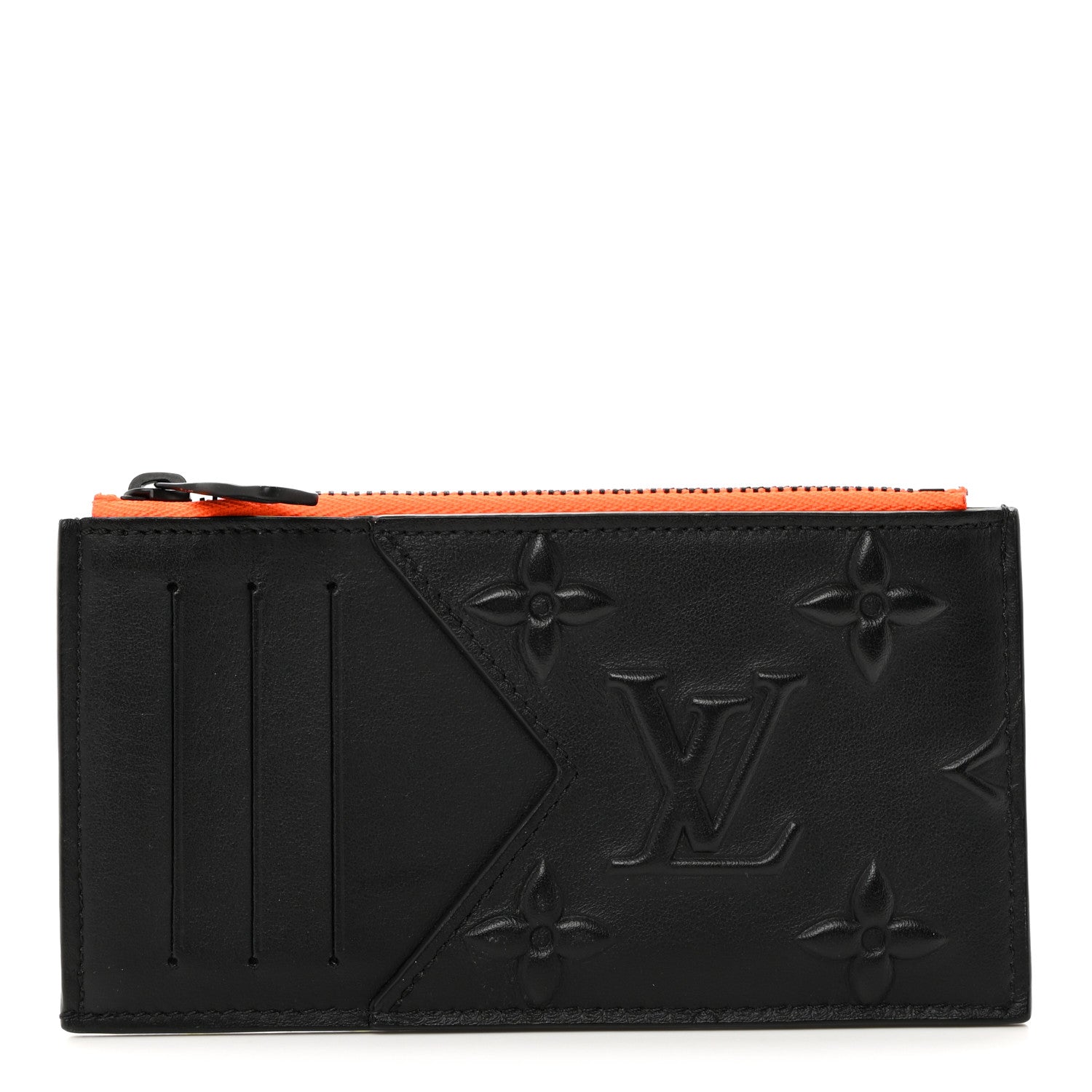 Louis Vuitton Calfskin Debossed Monogram Coin Card Holder Black 1 of 6