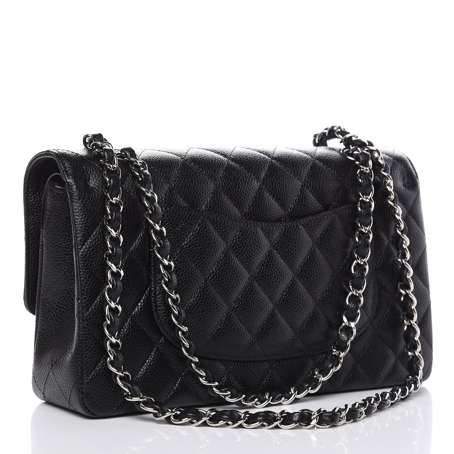 Caviar Quilted Medium Double Flap Black