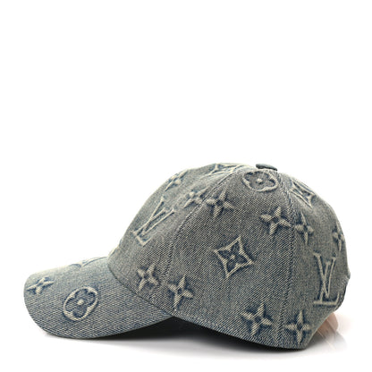 Louis Vuitton LOUIS VUITTON Monogram Washed Denim Cap M Blue 4 of 9