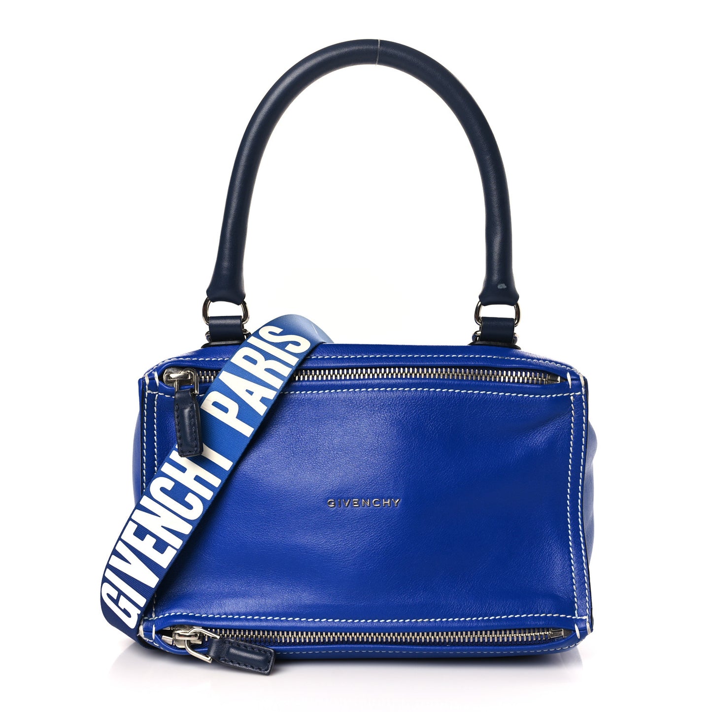 Calfskin Mini Pandora Logo Strap Moroccan Blue