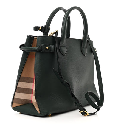Burberry Derby Calfskin House Check Medium Banner Tote Dark Bottle Green 3 of 13