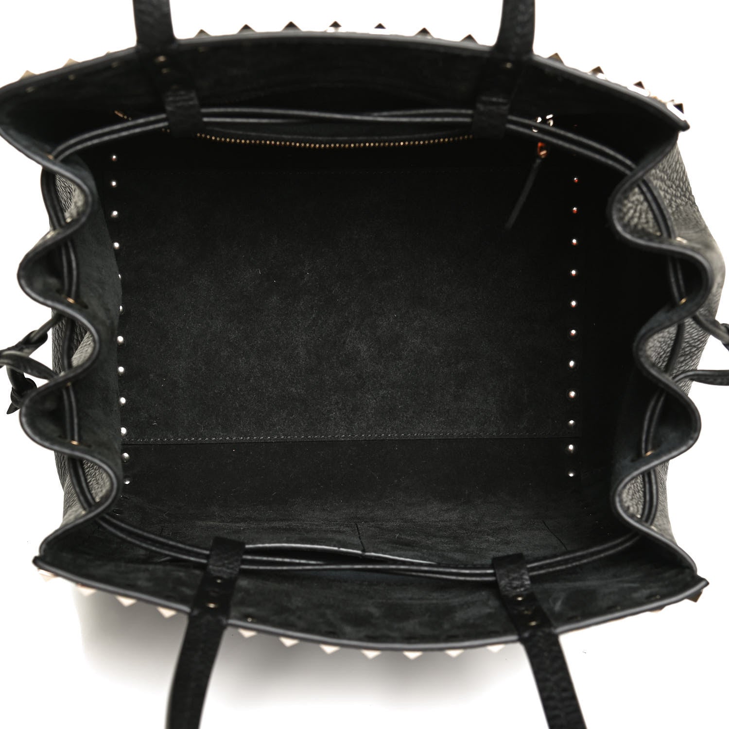 Valentino Garavani Grained Calfskin Rockstud Double Handle Cinch Tote Black 5 of 9