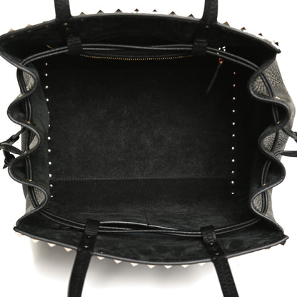 Valentino Garavani Grained Calfskin Rockstud Double Handle Cinch Tote Black 5 of 9