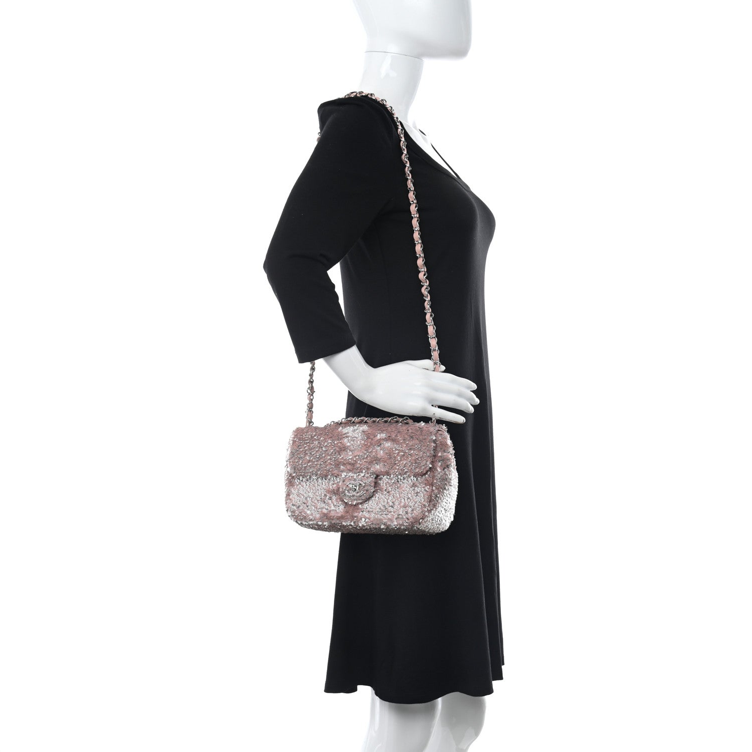 Chanel Sequin Mini Flap Light Pink Silver 2 of 10