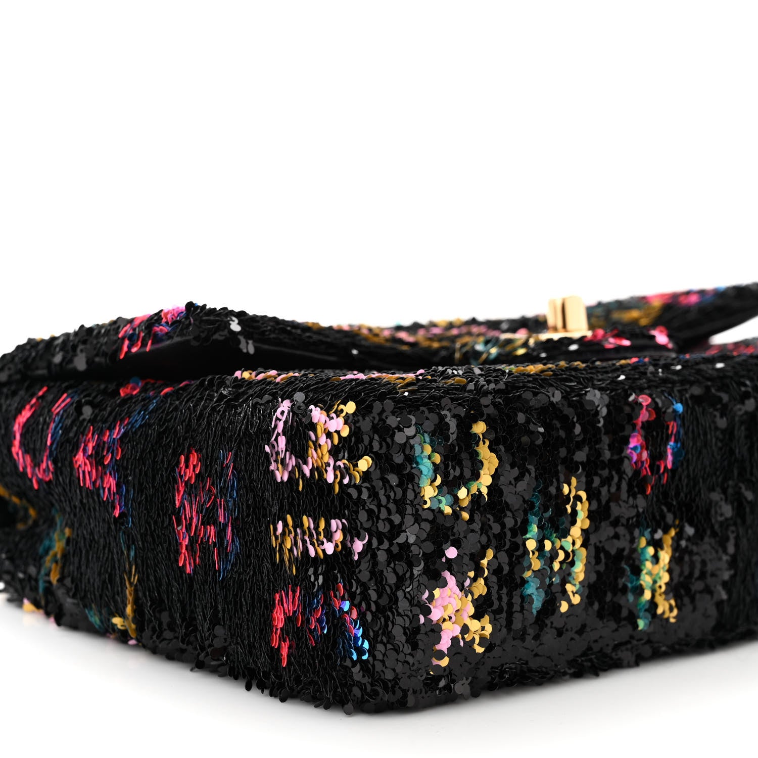 Chanel Sequin Logo CC Small Single Flap Black Multicolor 9 of 11