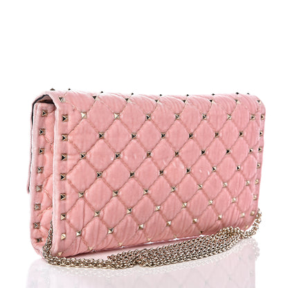 Valentino Garavani Velvet Rockstud Spike Wallet on Chain Water Rose 2 of 9