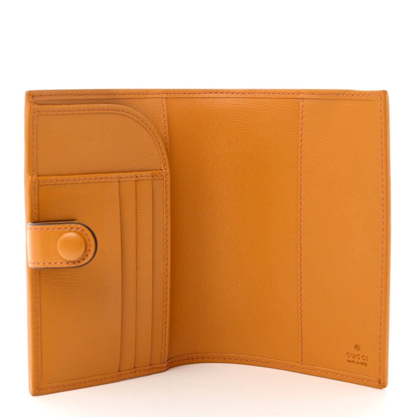 GG Supreme Monogram Textured Calfskin Retro Interlocking G Passport Case Beige Yellow