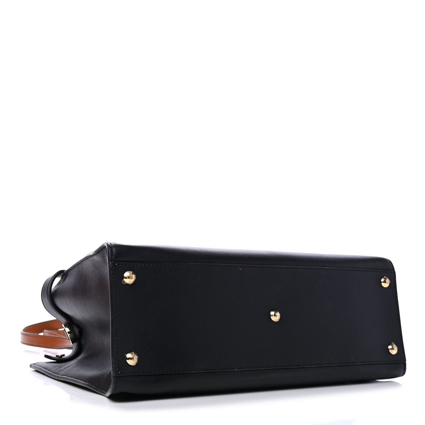 Vitello Seta Century Small Peekaboo X-Tote Black Brandy