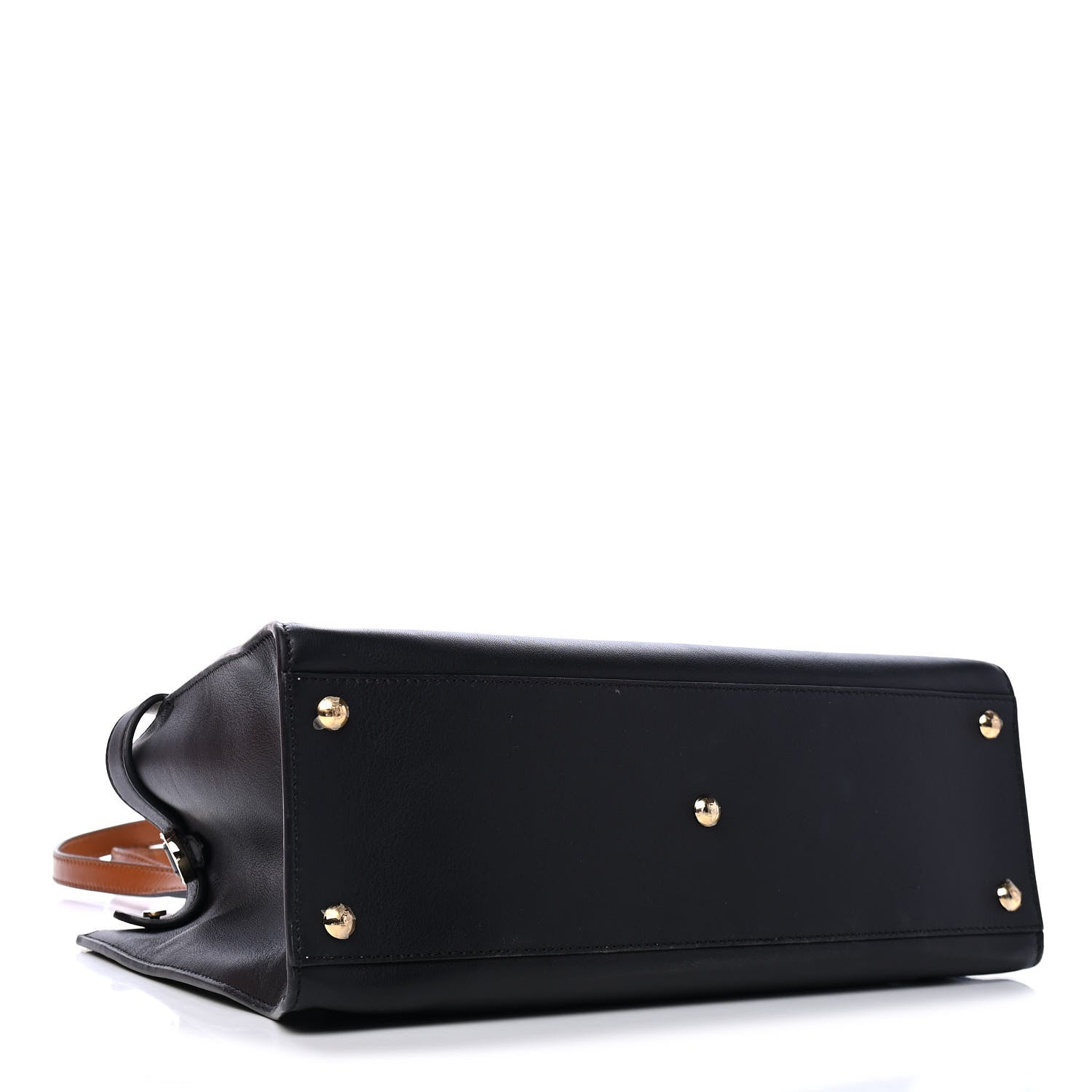 Fendi Vitello Seta Century Small Peekaboo X-Tote Black Brandy 3 of 5