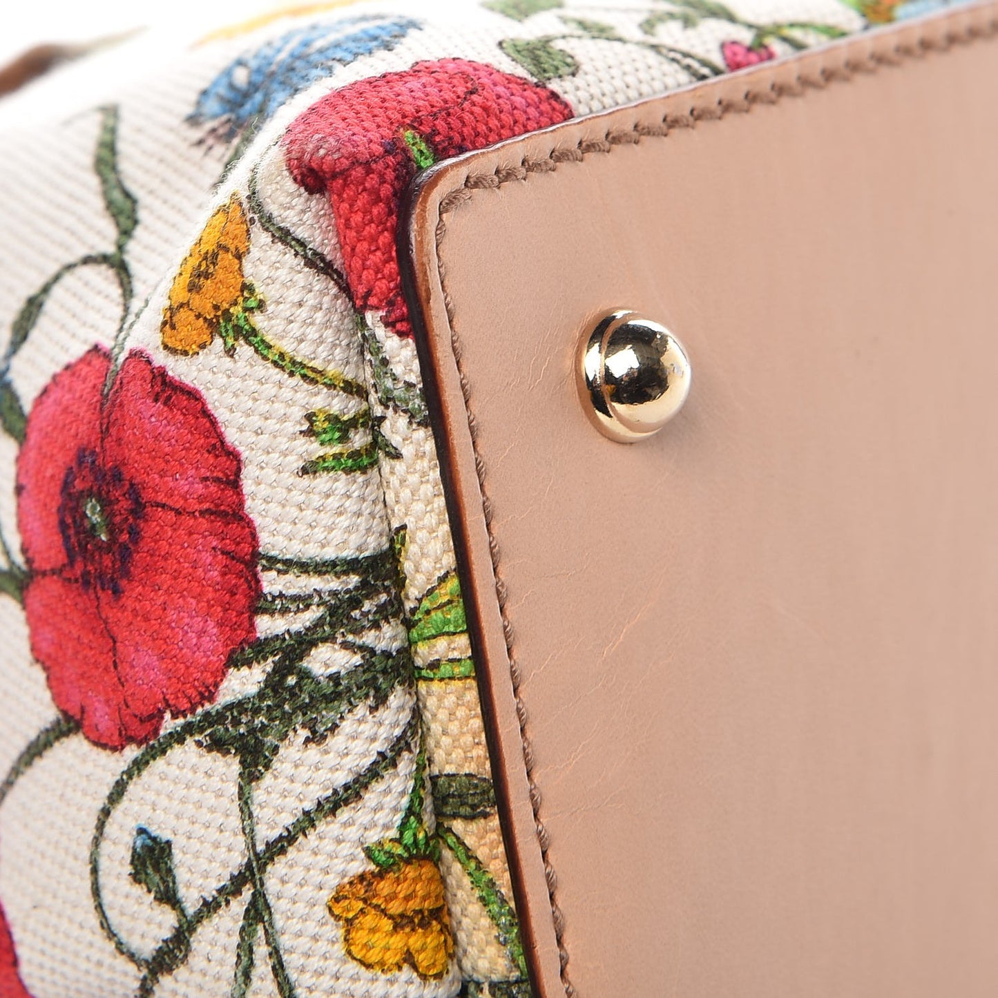 Canvas Floral Flora Bamboo Handle Bag