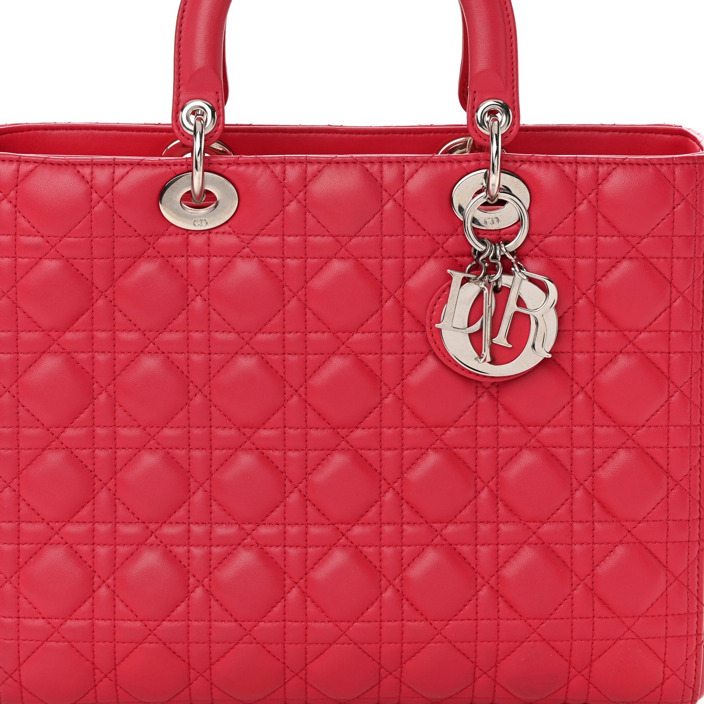 Lambskin Cannage Large Lady Dior Fuchsia