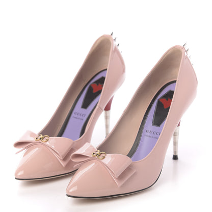 Gucci Patent GG Bow Sadie Spike High Heel Pumps 37 Perfect Pink 3 of 10