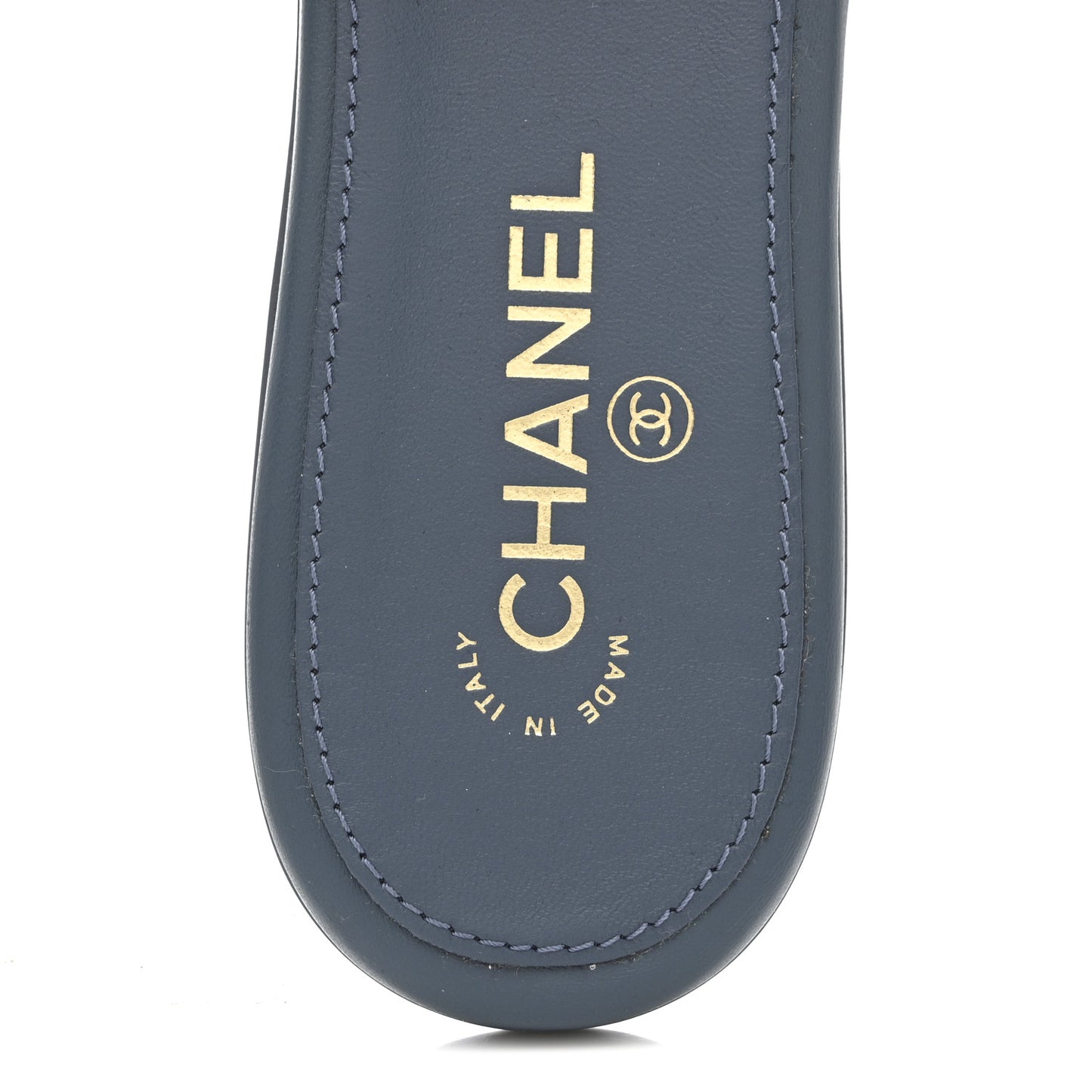 Lambskin Quilted Turnlock Flat Mules 40 Dark Blue