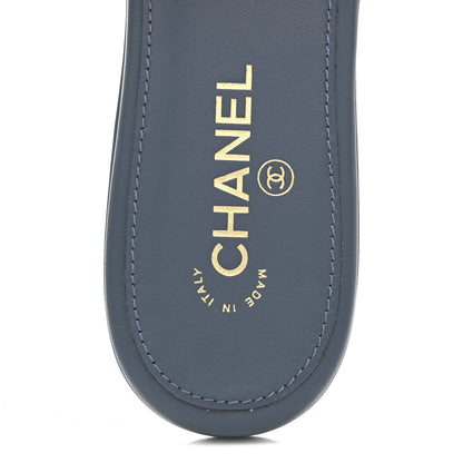 Chanel Lambskin Quilted Turnlock Flat Mules 40 Dark Blue 7 of 10