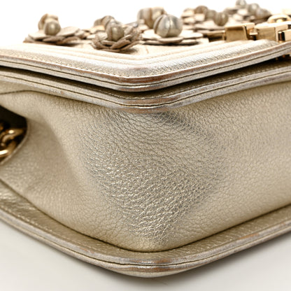 Chanel Metallic Calfskin Quilted Camellia Small Boy Flap Gold 9 of 18