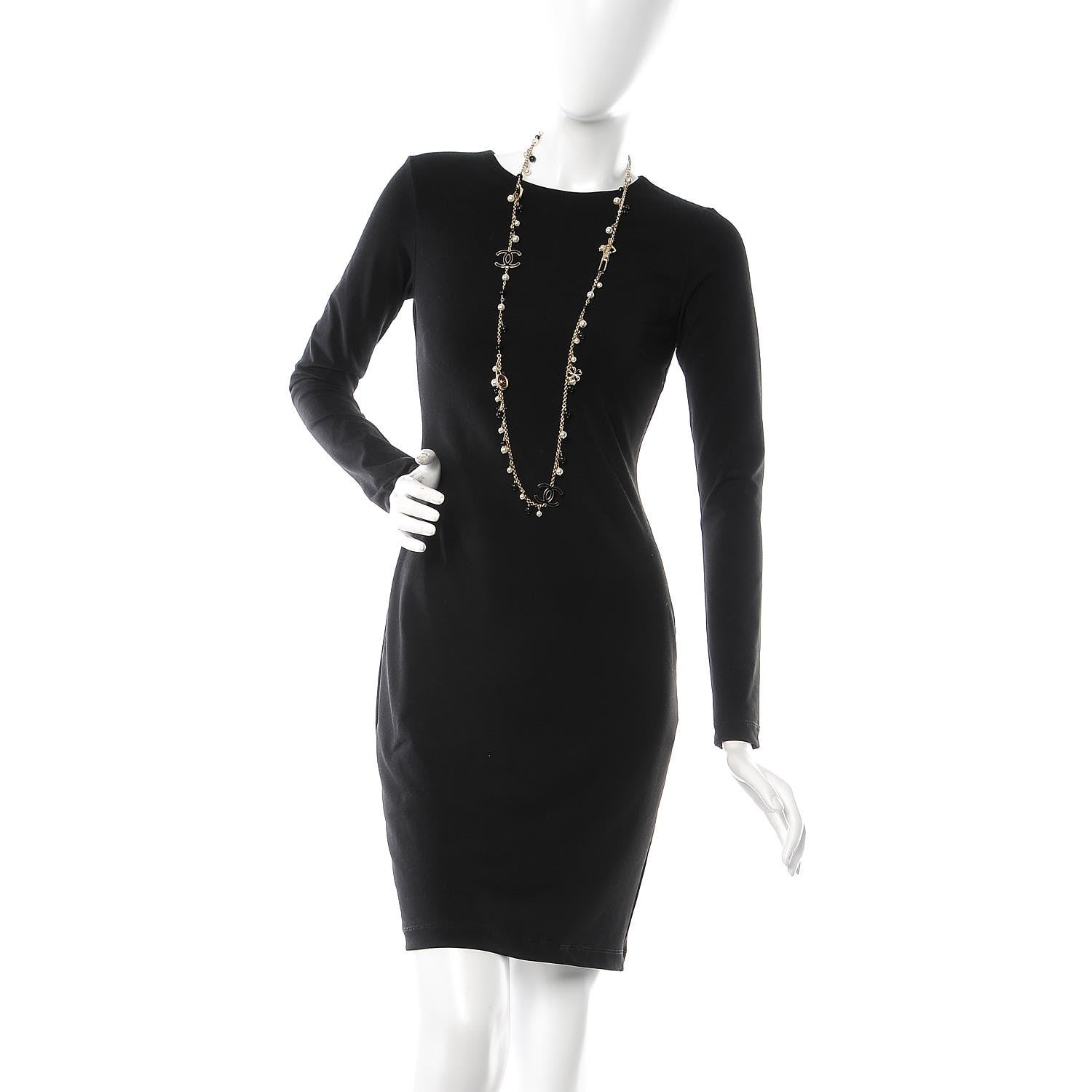 Chanel Pearl Beaded Enamel CC Coco Long Necklace Black Gold 2 of 9
