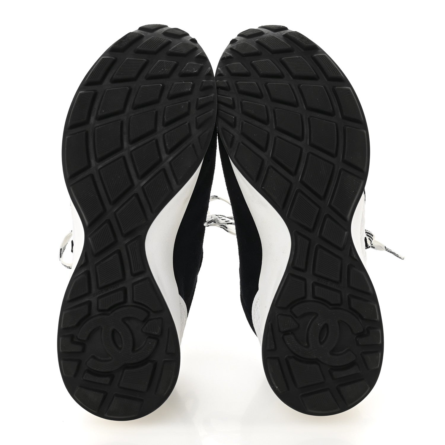 Chanel Fabric Suede Kidskin CC Sneakers 37.5 Dark Navy White 6 of 12