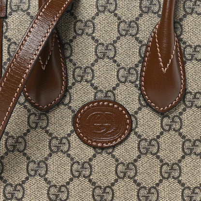 Gucci GG Supreme Monogram Azalea Calfskin Mini Retro Interlocking G Tote Bag Beige Ebony Brown Sugar 9 of 11