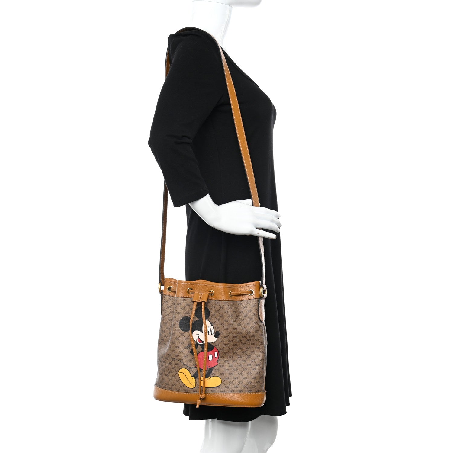 Gucci X DISNEY Mini Vintage GG Supreme Monogram Bucket Bag Beige Vintage Sun Oil 2 of 10