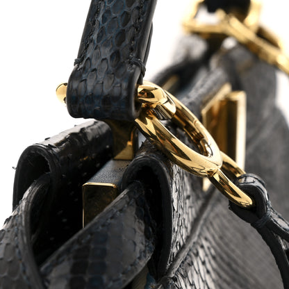 Fendi Python Shiny Nappa Mini Peekaboo Iconic Satchel Blue Jeans 13 of 13