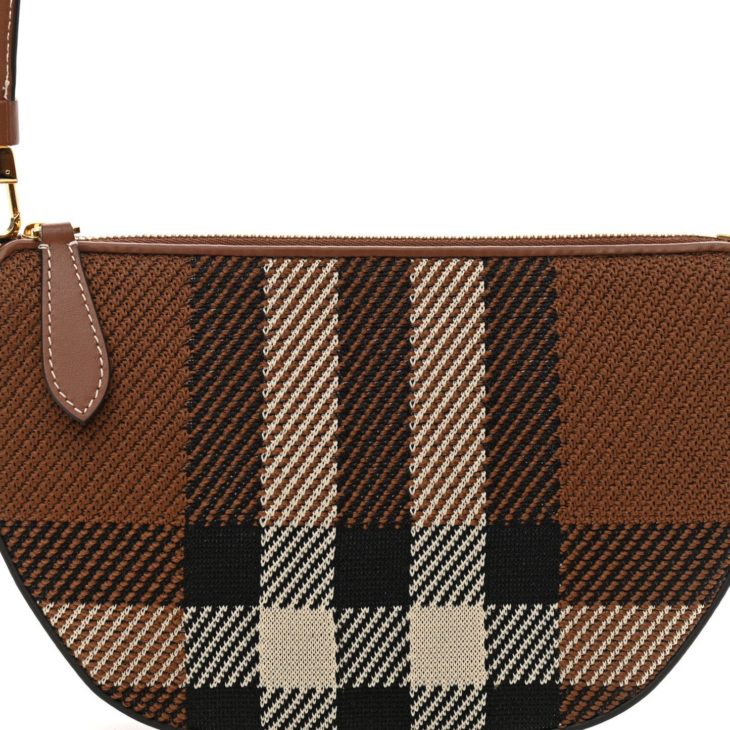 Canvas Calfskin Check Knitted Small Olympia Birch Brown