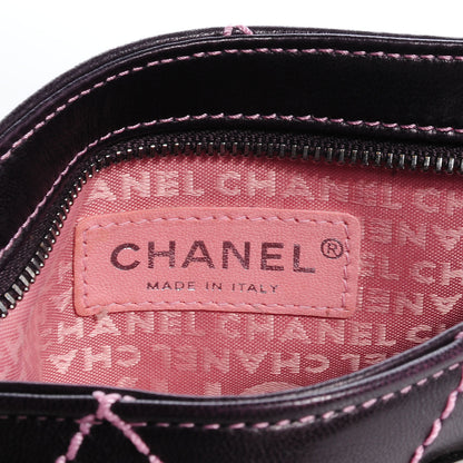 Chanel Lambskin Contrast Stitch Surpique Pochette Dark Purple 3 of 4