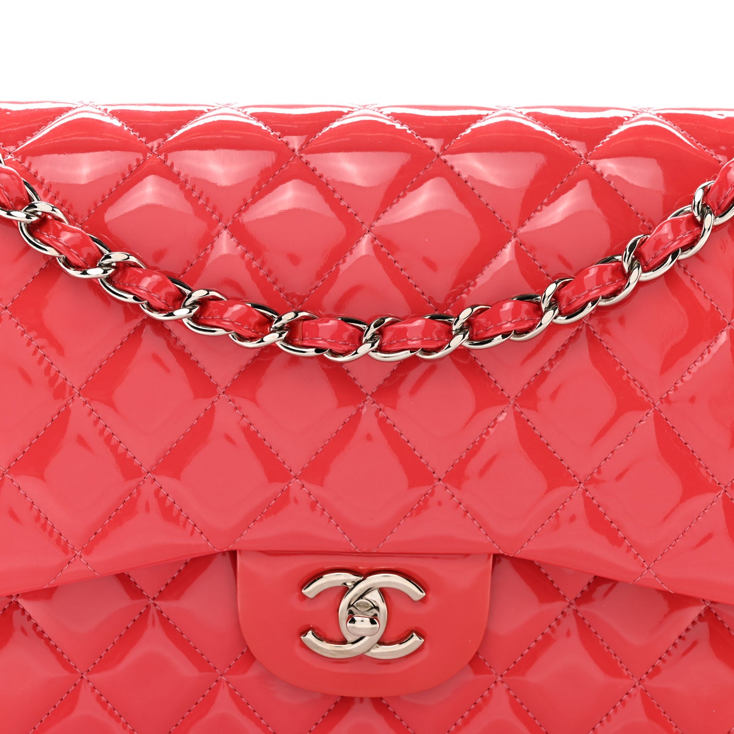 Patent Quilted Jumbo Double Flap Pink