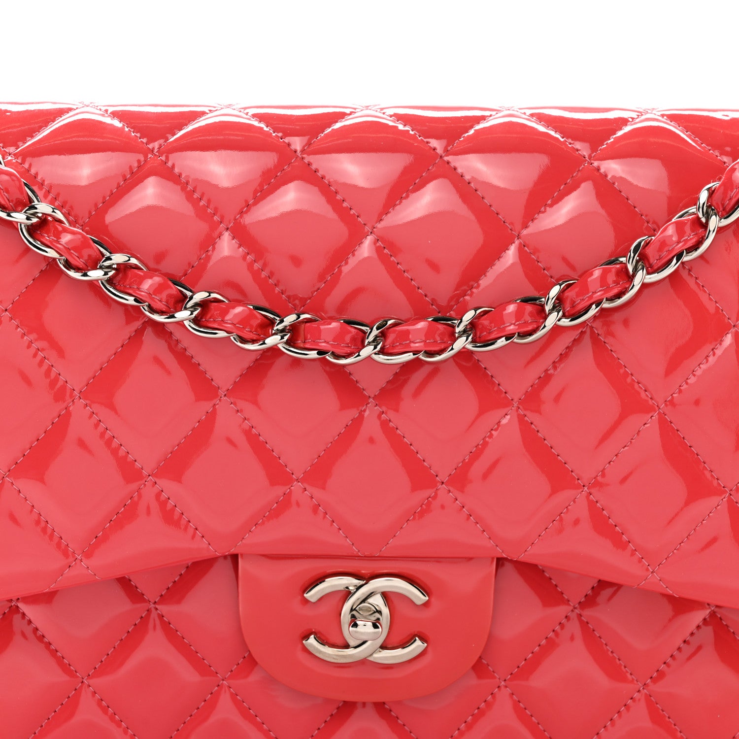 Chanel Patent Quilted Jumbo Double Flap Pink 8 of 10
