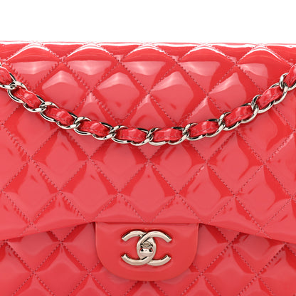 Chanel Patent Quilted Jumbo Double Flap Pink 8 of 10