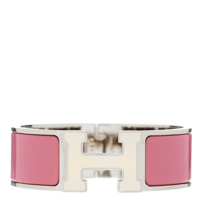 Hermes Enamel Wide Clic Clac H Bracelet PM Vieux Rose White 1 of 4