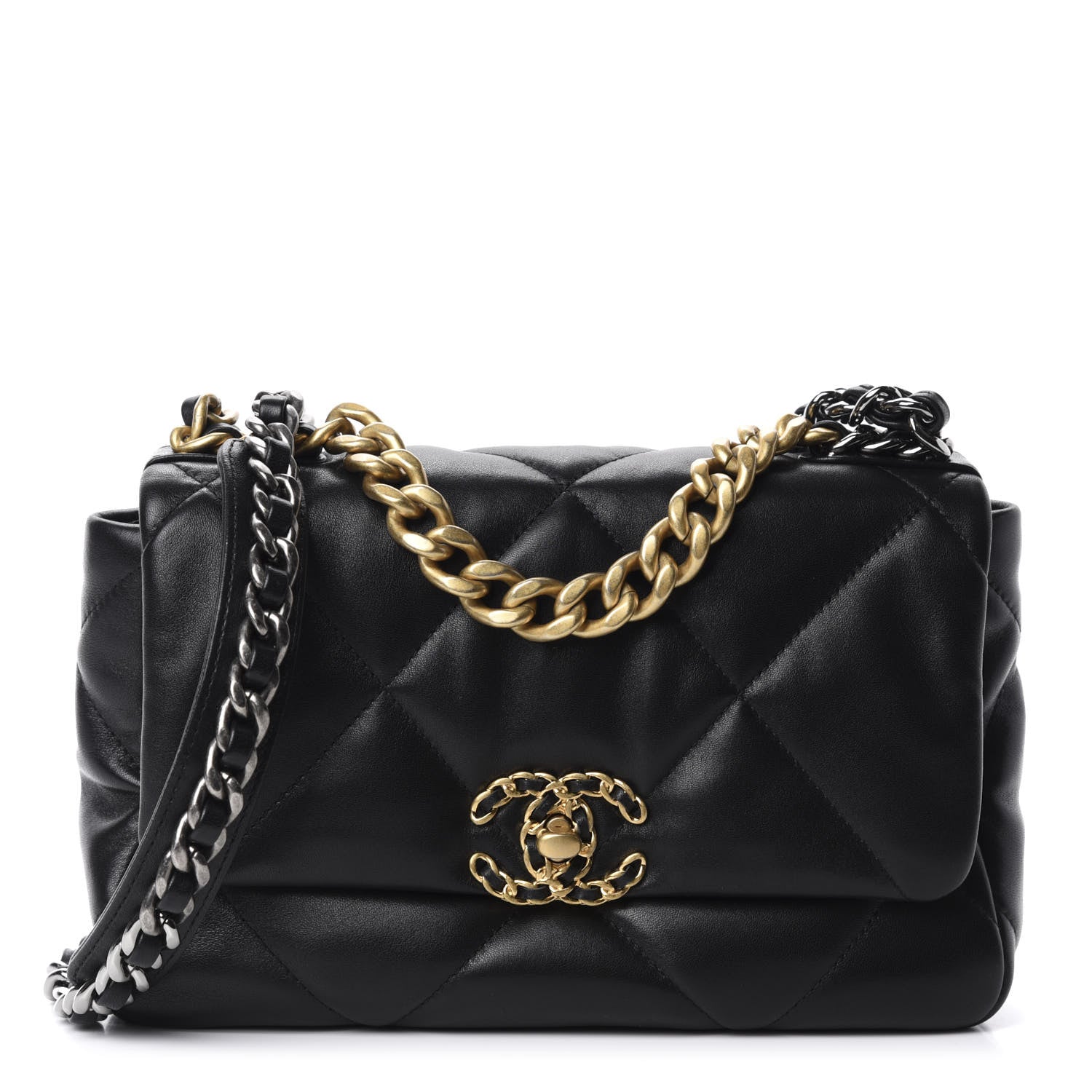 Chanel Lambskin Quilted Medium 19 Flap Black 1 of 11