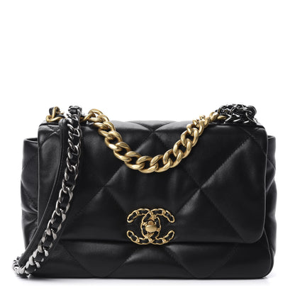 Chanel Lambskin Quilted Medium 19 Flap Black 1 of 11