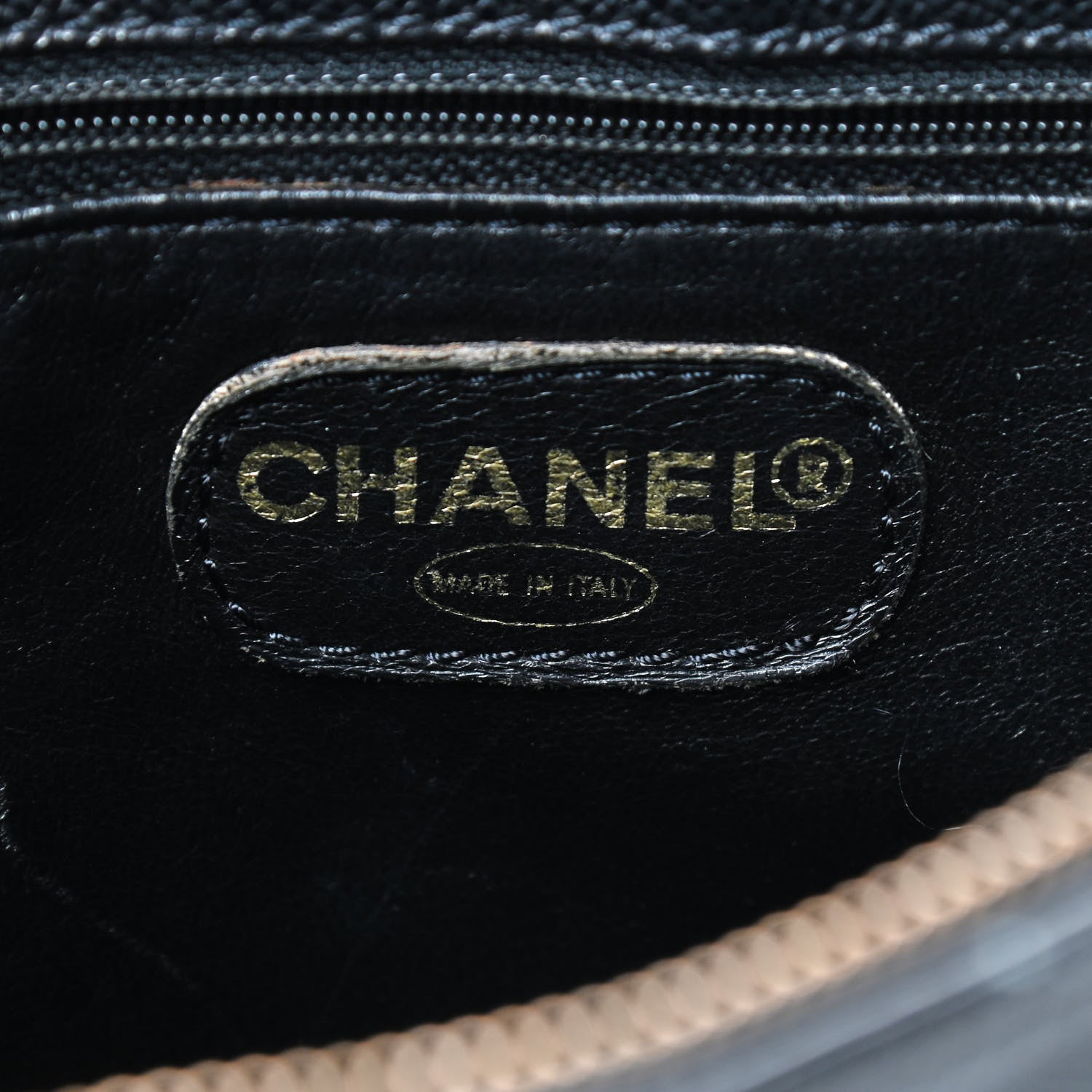 Chanel Caviar Embroidered Logo Shoulder Bag Black 7 of 8