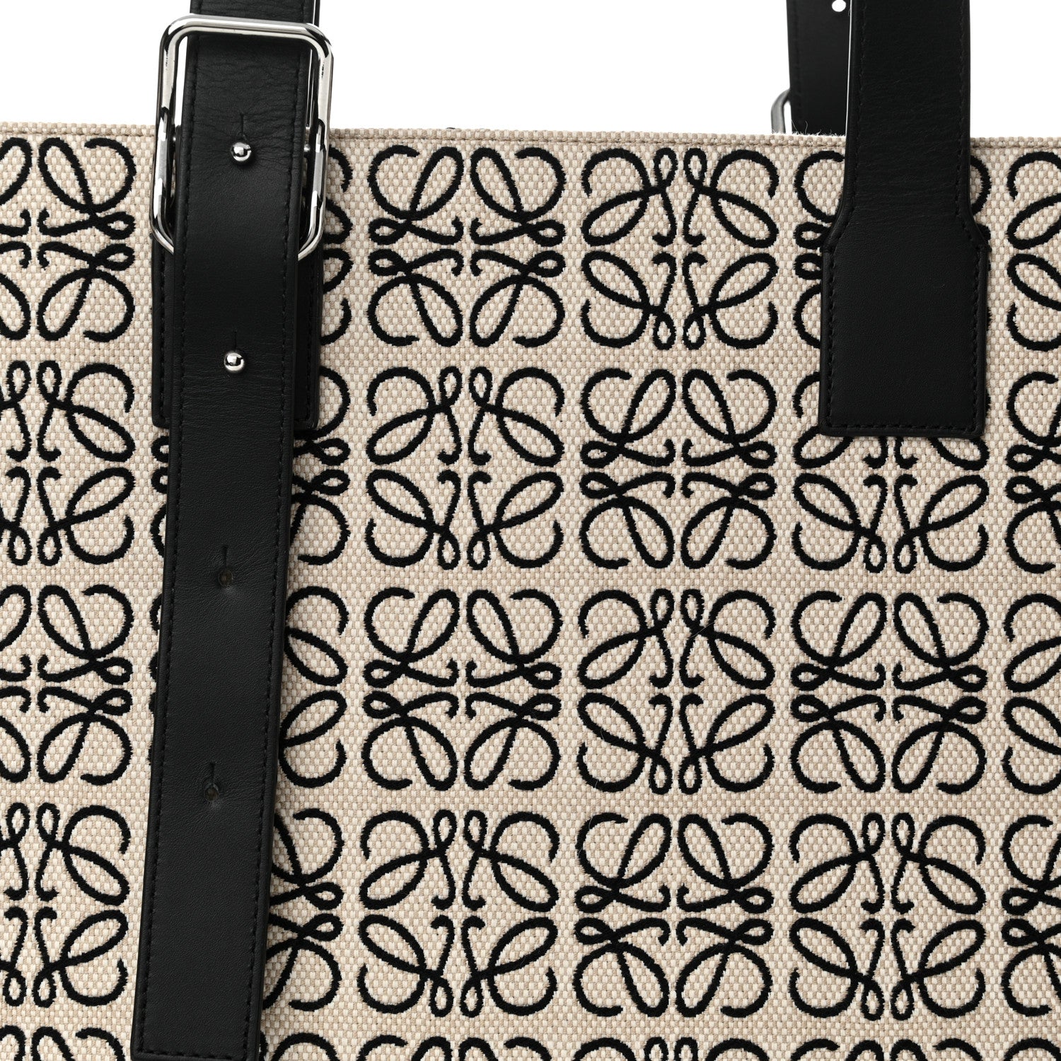 Loewe Jacquard Anagram Calfskin Buckle Tote Black 10 of 14