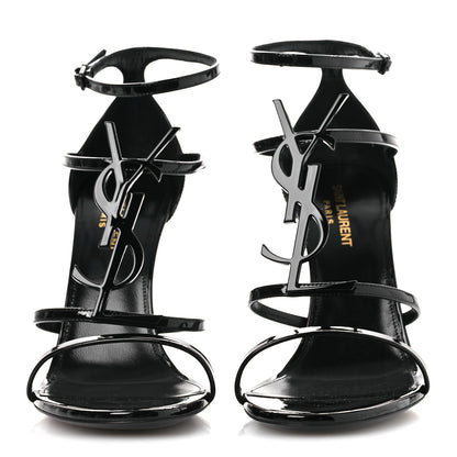 Saint Laurent Vernice Chiffon 100 Ankle Strap Sandals 39.5 Black 2 of 11