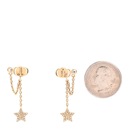 Christian Dior Crystal Star CD J'Adior Dangle Earrings Gold 2 of 4
