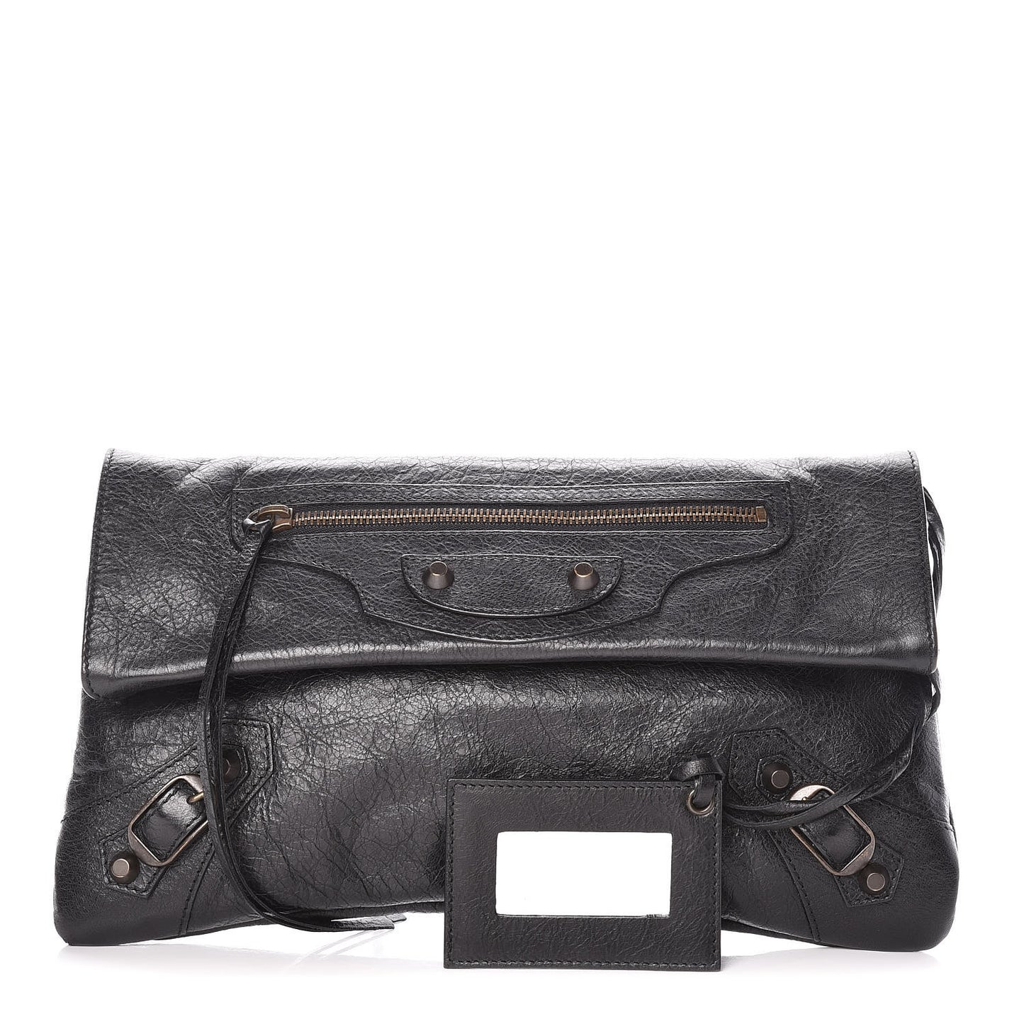 Agneau Classic Hardware Envelope Clutch Black
