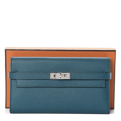 Hermes Epsom Kelly Longue Wallet Bleu Izmir 7 of 8