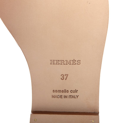 Hermes Box Calfskin Oran Sandals 37 Gold 9 of 11