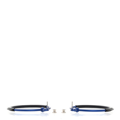 Hermes Aluminum Palladium Plated Swift Loop Earrings Bleu Black 4 of 6