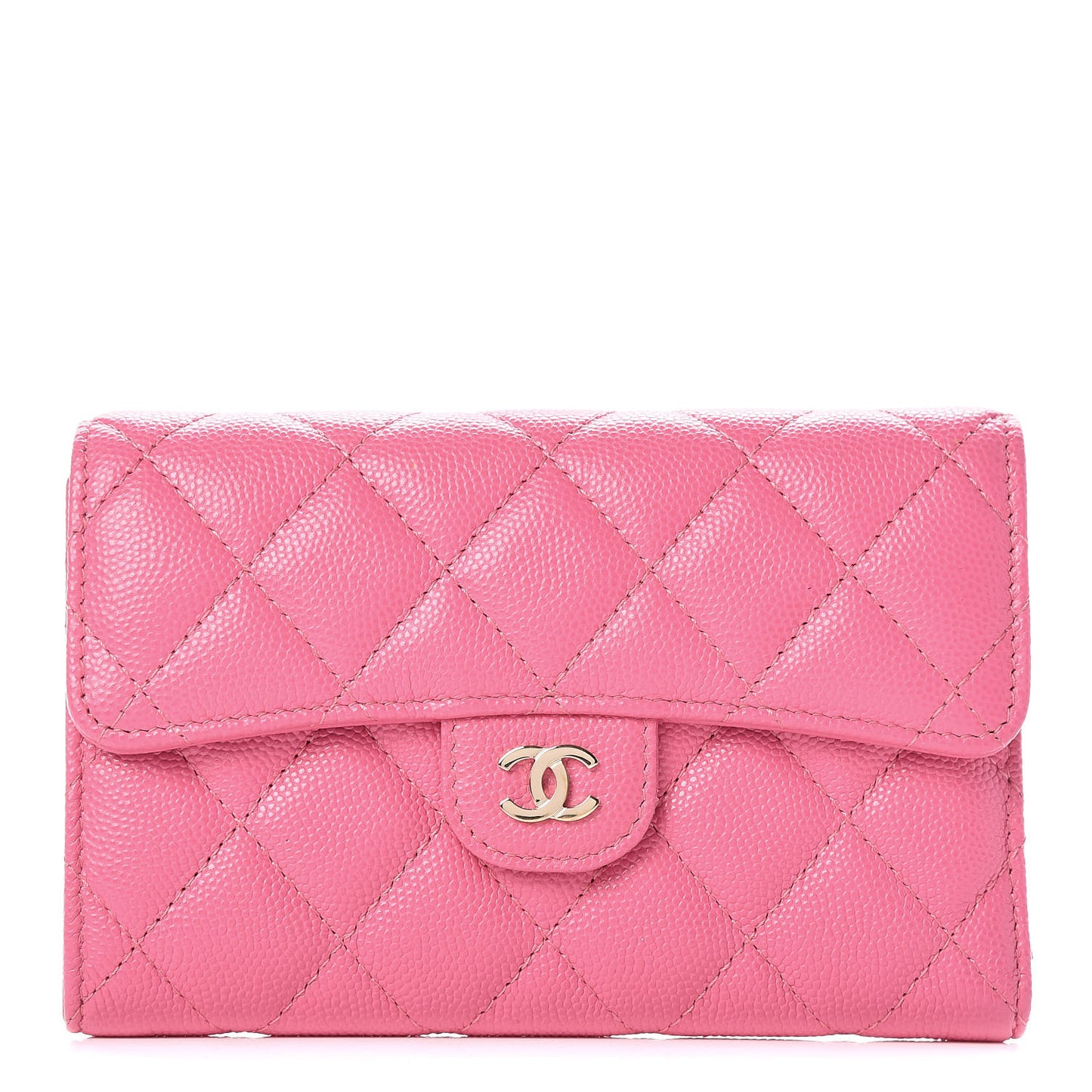 Caviar Quilted Medium Flap Wallet Pink