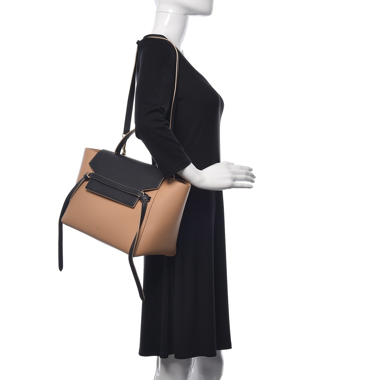 Celine Smooth Calfskin Mini Bi-Color Belt Bag Beige 2 of 15